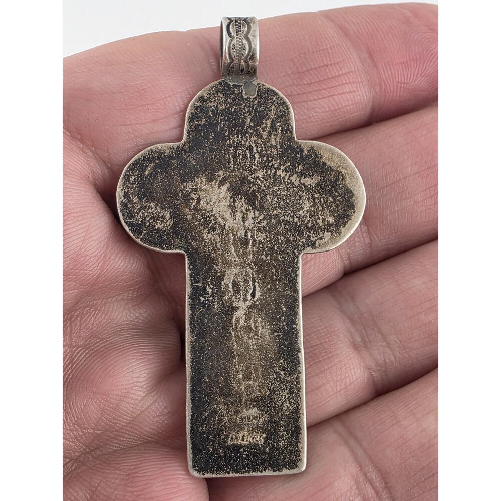 Don Lucas Native American Sterling Silver 925 Gem Stone Cross Pendent - Picture 3 of 14